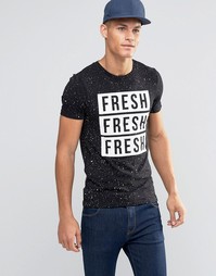 Облегающая футболка с принтом ASOS - Черный