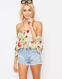 Укороченный топ с оборкой Wildfox - Custard
