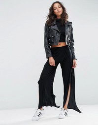 ASOS Jersey Peg Trousers with Split Front - Черный