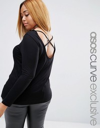 Топ с глубоким вырезом и перекрестными лямками сзади ASOS CURVE