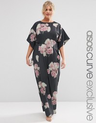 Платье макси с цветочным принтом ASOS CURVE SALON