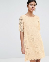 Кружевное платье-трапеция BCBG - Whisper pink (розовый)