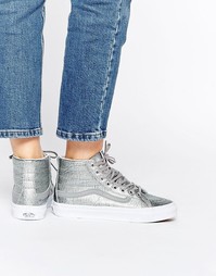 Серебристые скейтерские высокие кроссовки Vans - Серебряный