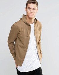 Бежевое худи на молнии ASOS - Sand dune