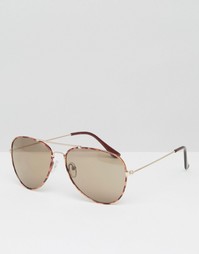 Солнцезащитные очки-авиаторы в коричневой металлической оправе ASOS
