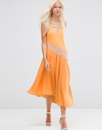 Платье миди со вставками колор блок ASOS - Оранжевый