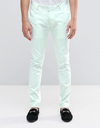 ASOS Superskinny Trouser In Pale Blue Cotton Sateen - Бледно-синий