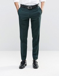 Темно-зеленые брюки узкого кроя из эластичной ткани ASOS - Зеленый