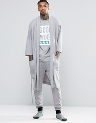 ASOS Loungewear Kimono Dressing Gown In Waffle - Серый