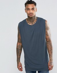 ASOS Longline Sleeveless T-Shirt With Drape Neck And Side Spilts