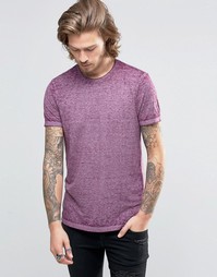 ASOS T-Shirt With Raw Neck With Wash - Фиолетовый