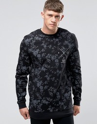 Свитшот с цветочным рисунком и принтом на груди ASOS - Черный