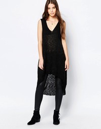 QED London Dip Hem Longline Jumper - Темно-синий