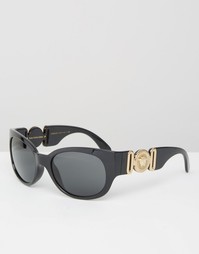 Квадратные солнцезащитные очки с логотипом-медузой на дужках Versace