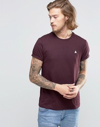 ASOS T-Shirt With Roll Sleeve And Logo In Oxblood - Темно-бордовый