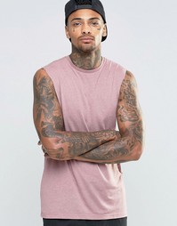 ASOS Linen Mix Sleeveless T-Shirt With Dropped Armhole - Розовый