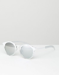 Круглые солнцезащитные очки в прозрачной серебристой оправе Jeepers Pe
