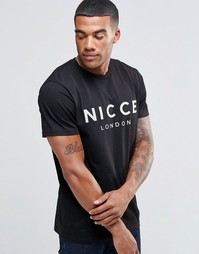 Футболка с перфорированным логотипом Nicce London - Черный