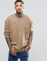 Oversize-свитшот с принтом ASOS - Stone
