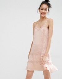 Vero Moda Satin Lace Trim Cami Dress - Кремовый загар