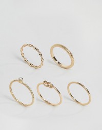 Набор из 5 узких колец ASOS - Золотой