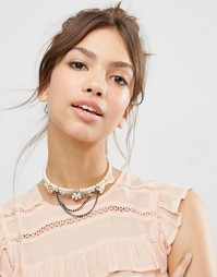 ASOS Vintage Faux Pearl Choker Necklace - Кремовый