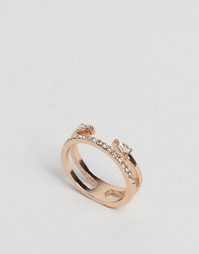 ASOS Tiny Stone Double Ring - Розовое золото