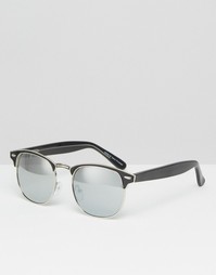 Солнцезащитные очки в стиле ретро с зеркальными стеклами ASOS - Черный
