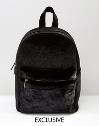 Эксклюзивный бархатный рюкзак с искусственным мехом Skinnydip - Черный