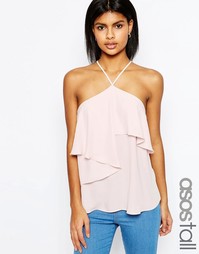 Топ с халтером и оборкой спереди ASOS TALL - Blush