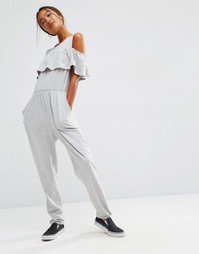 ASOS Jumpsuit with Layered Cold Shoulder Detail - Серый