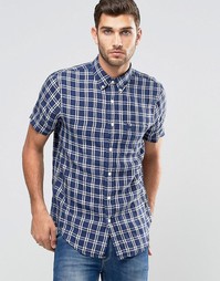 Abercrombie &amp; Fitch Linen Shirt Blue Plaid In Slim Muscle Fit