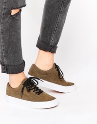 Замшевые кроссовки цвета хаки с перфорацией Vans Old Skool