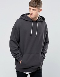 ASOS Oversized Hoodie With Embroidery In Washed Black