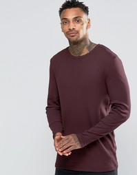 ASOS Rib Longline Muscle Long Sleeve T-Shirt In Oxblood