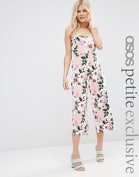 ASOS PETITE Strappy Wide Leg Jumpsuit in Pink Floral Print - Розовый