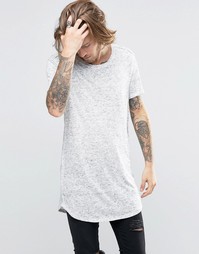 ASOS Super Longline T-Shirt In Hairy Textured Fabric With Curved Hem