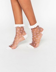 Прозрачные носки в горошек с кружевной отделкой ASOS - Белый