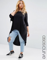 ASOS CURVE Top with Dip Back - Черный