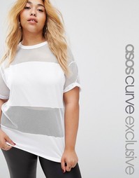 Oversize-футболка с сетчатыми вставками ASOS CURVE - Белый