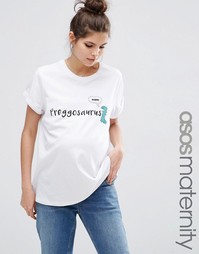 Футболка для беременных с надписью Preggosaurus ASOS Maternity - Белый