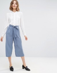 First &amp; I Belted Culotte Pants - Flint stone