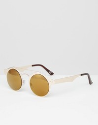 Круглые солнцезащитные очки в золотистой оправе Jeepers Peepers