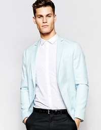 Блейзер кроя слим из выбеленного хлопка ASOS - Голубой лед