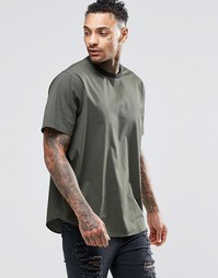 Тканая футболка цвета хаки в рубчик ASOS - Хаки