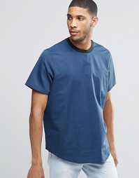 ASOS Woven T-Shirt In Navy With Contrast Rib - Темно-синий
