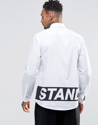 Белая рубашка классического кроя с принтом Stand сзади ASOS - Белый