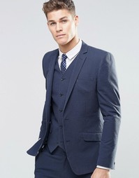 Темно-синий облегающий пиджак в клетку ASOS - Темно-синий