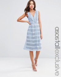 Кружевное платье миди для выпускного ASOS TALL - Синий