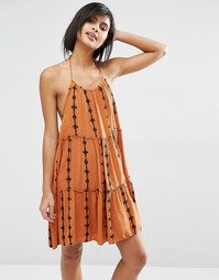 Свободное платье с вышивкой Vero Moda - Табачный